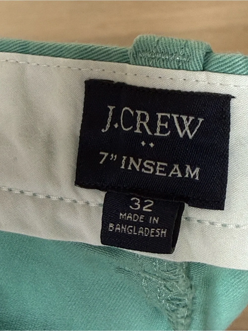 J. Crew Men's 7 Inch Inseam Mint Green Teal Flat Front Shorts